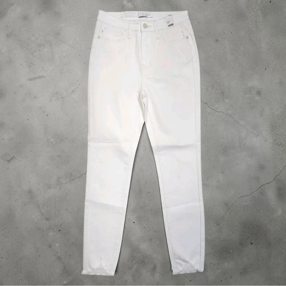 NEW Judy Blue White Skinny Fit Jeans Women's 11 / 30 Raw Hem Stretch Denim 88453 - Picture 10 of 12
